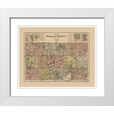 Hamlin County South Dakota - Peterson 1897  White Modern Wood Framed Art Print with Double Matting by Peterson