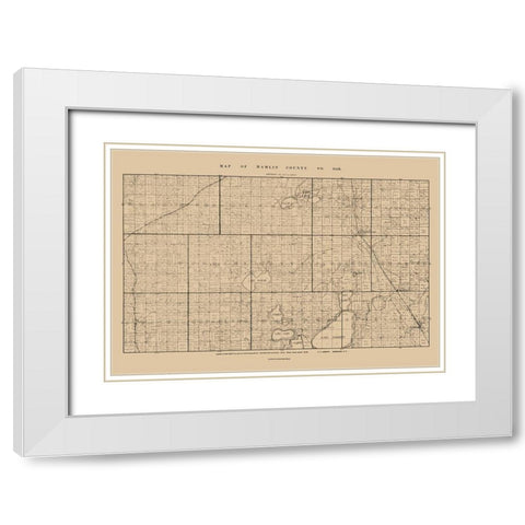 Hamlin County South Dakota - Abbott 1897  White Modern Wood Framed Art Print with Double Matting by Abbott