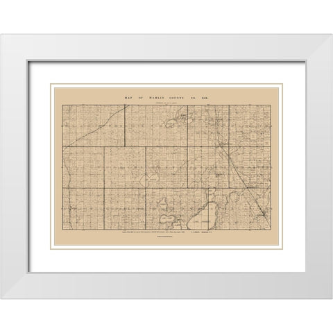Hamlin County South Dakota - Abbott 1897  White Modern Wood Framed Art Print with Double Matting by Abbott