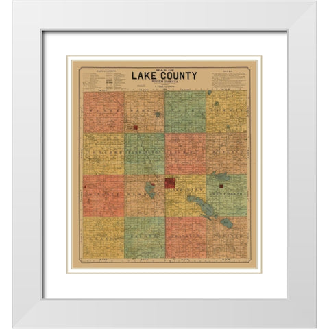 Lake County South Dakota - Peterson 1899  White Modern Wood Framed Art Print with Double Matting by Peterson