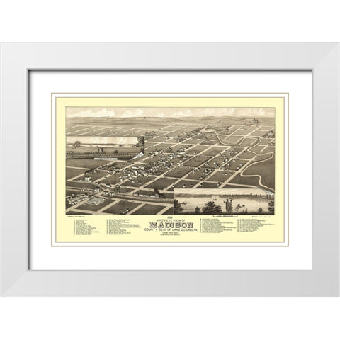 Madison South Dakota - Stoner 1883 White Modern Wood Framed Art Print with Double Matting by Stoner
