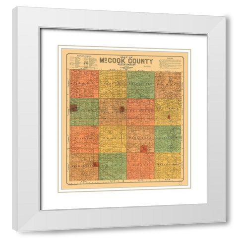 McCook County South Dakota - Peterson 1900  White Modern Wood Framed Art Print with Double Matting by Peterson