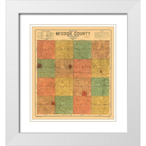McCook County South Dakota - Peterson 1900  White Modern Wood Framed Art Print with Double Matting by Peterson