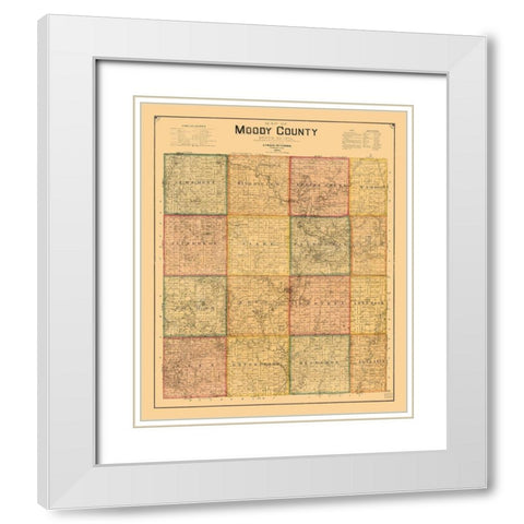 Moody County South Dakota - Peterson 1896  White Modern Wood Framed Art Print with Double Matting by Peterson