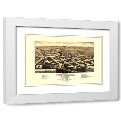 Redfield South Dakota - Rising 1883 White Modern Wood Framed Art Print with Double Matting by Rising