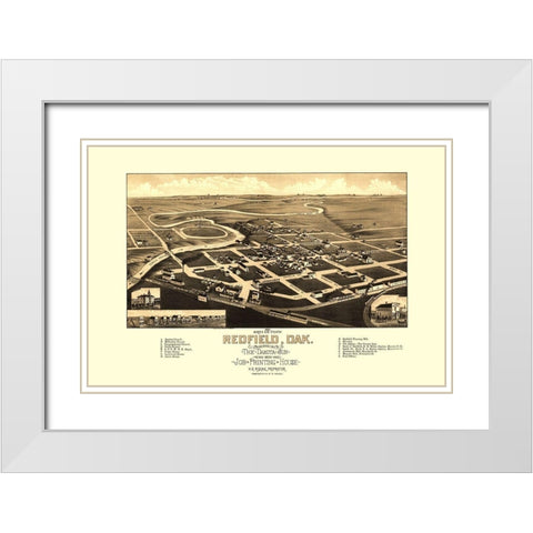 Redfield South Dakota - Rising 1883 White Modern Wood Framed Art Print with Double Matting by Rising