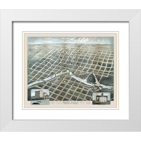 Sioux Falls South Dakota - Carson 1881  White Modern Wood Framed Art Print with Double Matting by Carson