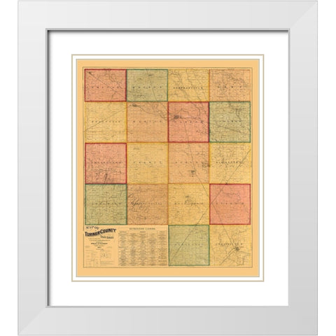 Turner County South Dakota - Rowley 1893  White Modern Wood Framed Art Print with Double Matting by Rowley