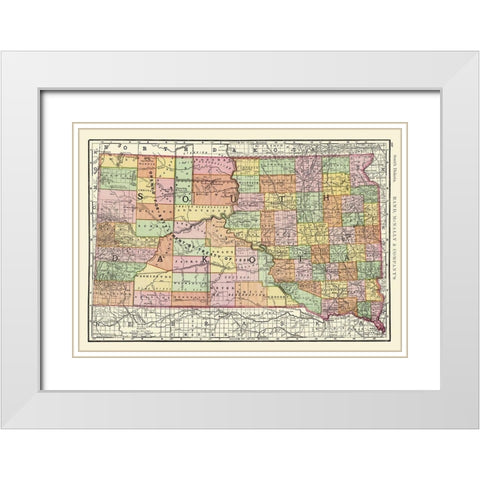South Dakota - Rand McNally 1897 White Modern Wood Framed Art Print with Double Matting by Rand McNally