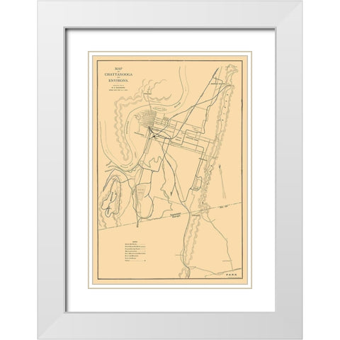 Chattanooga Tennessee - Birchmore 1895  White Modern Wood Framed Art Print with Double Matting by Birchmore