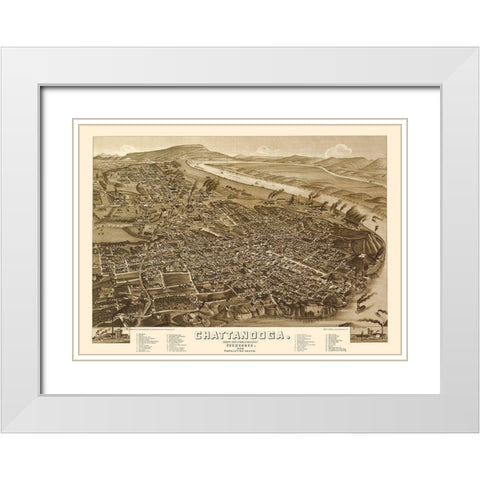 Chattanooga Tennessee - Wellge 1886  White Modern Wood Framed Art Print with Double Matting by Wellge