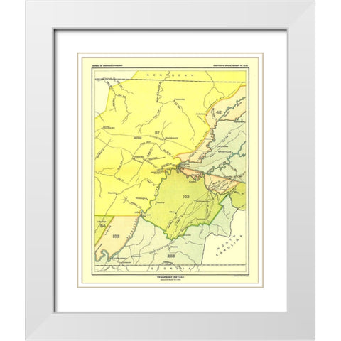 Tennessee - Detail - Hoen 1896 White Modern Wood Framed Art Print with Double Matting by Hoen