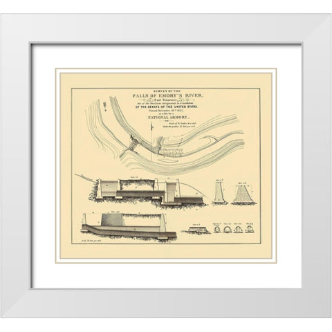 Emory River Falls Tennessee National Armory White Modern Wood Framed Art Print with Double Matting by US Senate