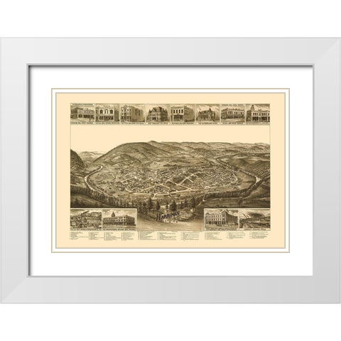 Harriman Tennessee - Burleigh 1892  White Modern Wood Framed Art Print with Double Matting by Burleigh