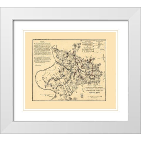 Nashville Tennessee - Peseux 1864  White Modern Wood Framed Art Print with Double Matting by Peseux
