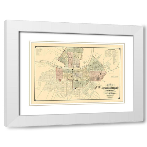 Nashville Tennessee - Foster 1877  White Modern Wood Framed Art Print with Double Matting by Foster