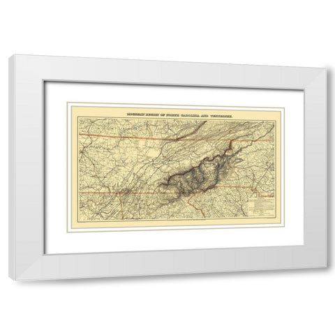 Great Smoky Mountain, Region Tennessee - 1864 White Modern Wood Framed Art Print with Double Matting by Unknown