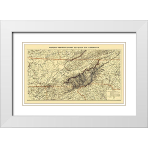 Great Smoky Mountain, Region Tennessee - 1864 White Modern Wood Framed Art Print with Double Matting by Unknown