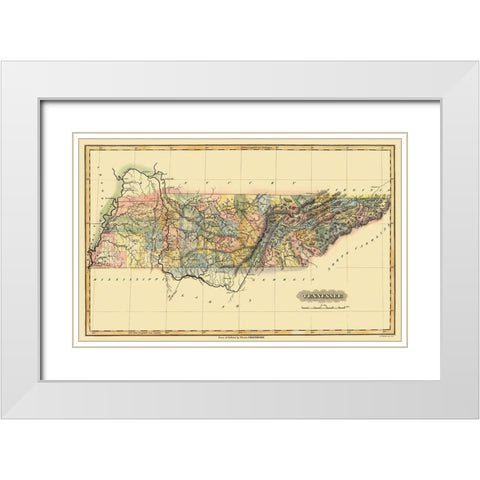 Tennessee - Lucas 1823 White Modern Wood Framed Art Print with Double Matting by Lucas