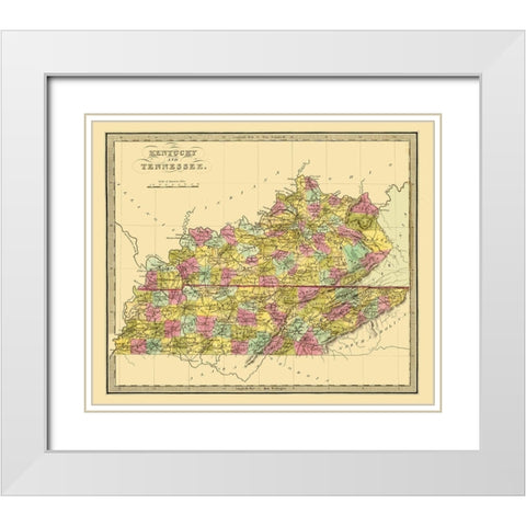 Kentucky, Tennessee - Brattleboro 1840 White Modern Wood Framed Art Print with Double Matting by Brattleboro