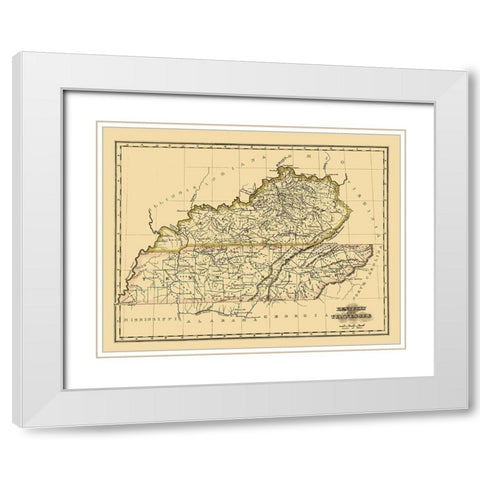 Kentucky, Tennessee - Morse 1823 White Modern Wood Framed Art Print with Double Matting by Morse