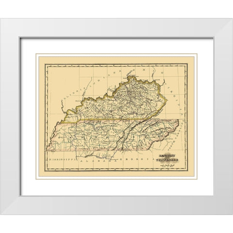 Kentucky, Tennessee - Morse 1823 White Modern Wood Framed Art Print with Double Matting by Morse