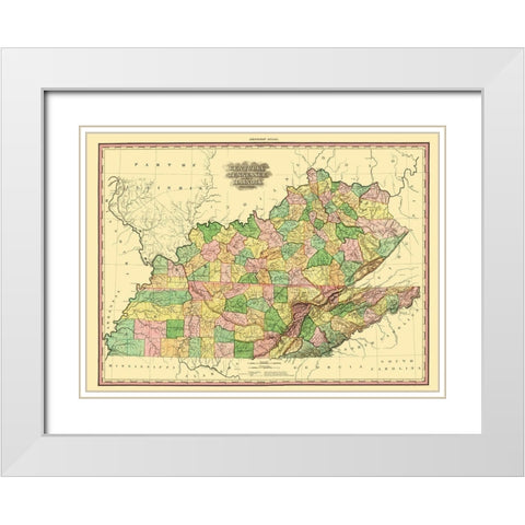 Kentucky, Tennessee, Part of Illinois - Tanner White Modern Wood Framed Art Print with Double Matting by Tanner