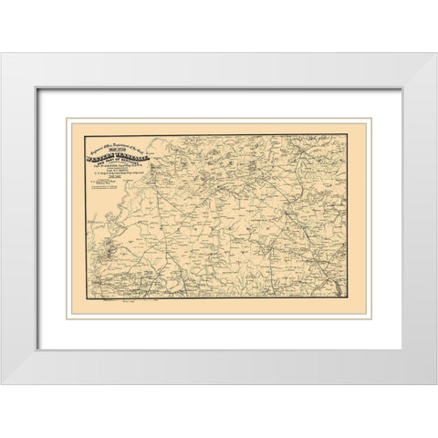 West Tennessee, Part of Kentucky 1865 White Modern Wood Framed Art Print with Double Matting by von Reizenstein