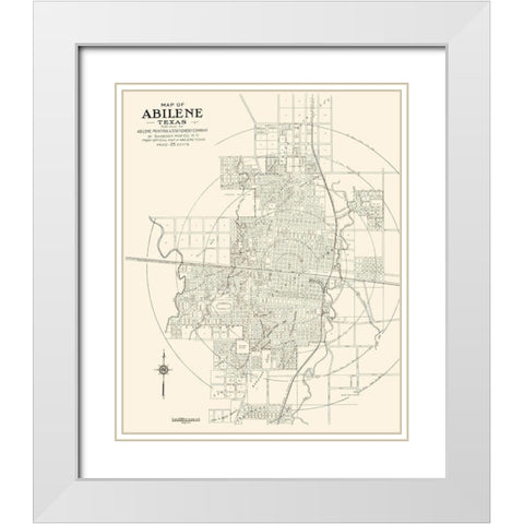 Abilene Texas - Sanborn 1929 White Modern Wood Framed Art Print with Double Matting by Sanborn
