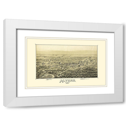 Alvord Texas - Fowler 1890 White Modern Wood Framed Art Print with Double Matting by Fowler