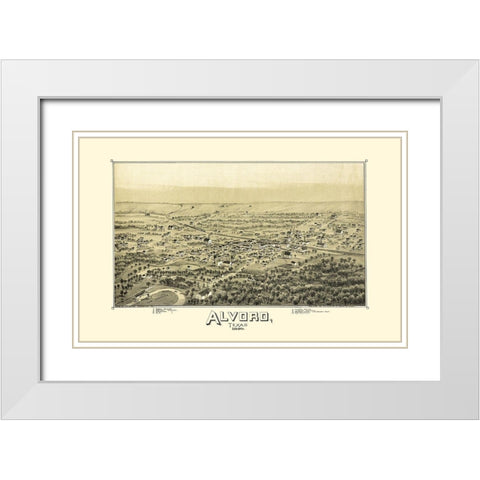Alvord Texas - Fowler 1890 White Modern Wood Framed Art Print with Double Matting by Fowler