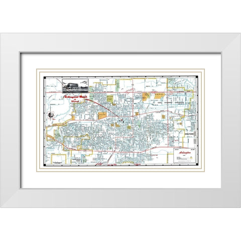 Arlington Texas - Ashburn 1960 White Modern Wood Framed Art Print with Double Matting by Ashburn