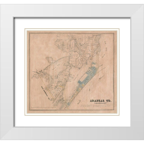 Aransas County Texas - Walsh 1880 White Modern Wood Framed Art Print with Double Matting by Walsh