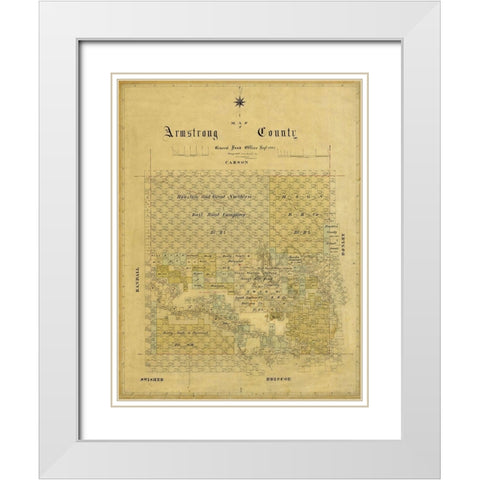 Armstrong County Texas - 1881 White Modern Wood Framed Art Print with Double Matting by Unknown