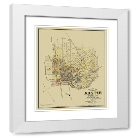 Austin Texas Landowner - Ford 1885 White Modern Wood Framed Art Print with Double Matting by Ford