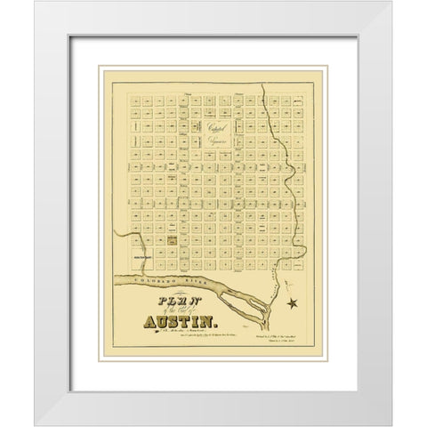 Austin Texas - Pilie 1839 White Modern Wood Framed Art Print with Double Matting by Pilie