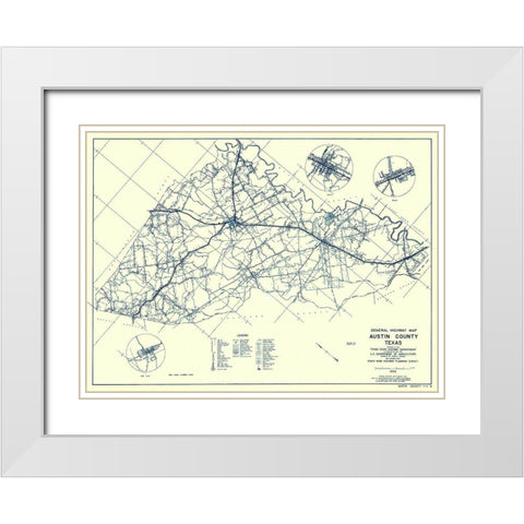 Austin Texas Highway - Highway Dept 1936 White Modern Wood Framed Art Print with Double Matting by Highway Dept