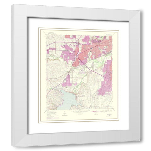 Benbrook Texas Quad - USGS 1969 White Modern Wood Framed Art Print with Double Matting by USGS