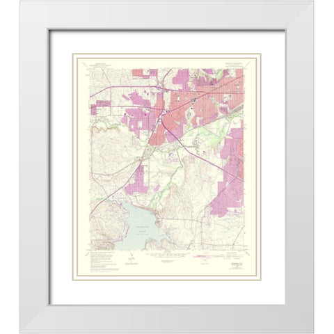 Benbrook Texas Quad - USGS 1969 White Modern Wood Framed Art Print with Double Matting by USGS