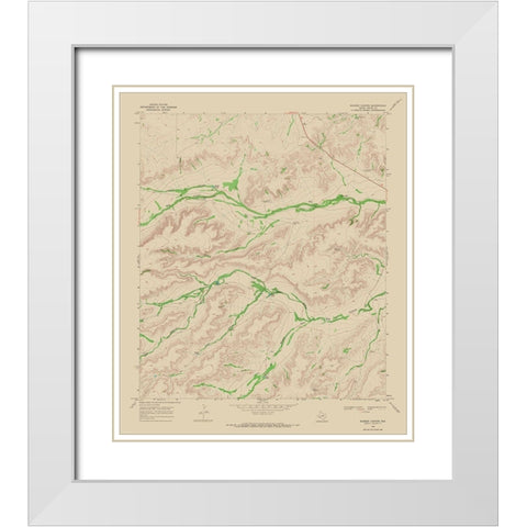 Busher Canyon Texas Quad - USGS 1968 White Modern Wood Framed Art Print with Double Matting by USGS