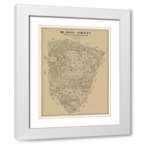 Blanco County Texas - Bramlette 1916  White Modern Wood Framed Art Print with Double Matting by Bramlette