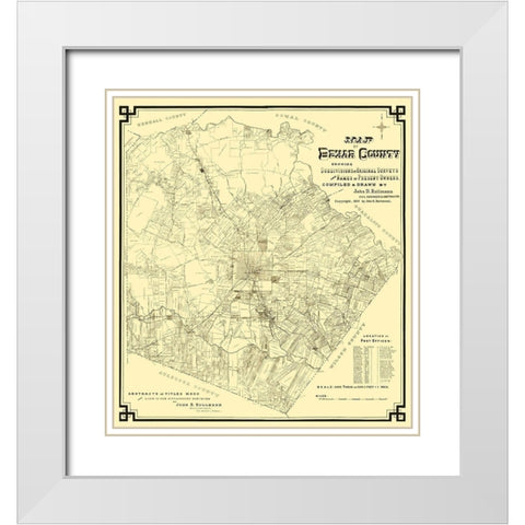 Bexar Texas Landowner - Rullmann 1897 White Modern Wood Framed Art Print with Double Matting by Rullmann