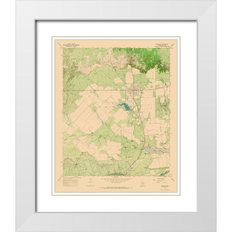 Benjamin Texas Quad - USGS 1967 White Modern Wood Framed Art Print with Double Matting by USGS