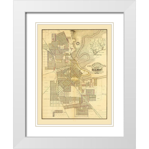 Beaumont Texas - White 1902  White Modern Wood Framed Art Print with Double Matting by White