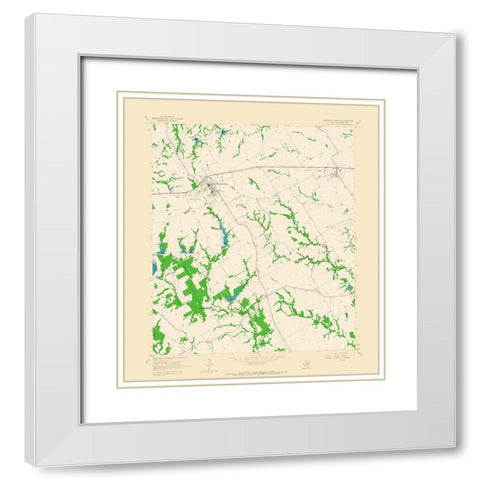 Blooming Grove Texas Quad - USGS 1965 White Modern Wood Framed Art Print with Double Matting by USGS