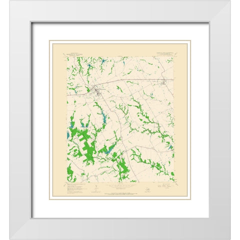 Blooming Grove Texas Quad - USGS 1965 White Modern Wood Framed Art Print with Double Matting by USGS