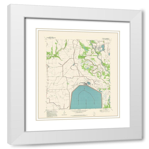 South East Blessing Texas Quad - USGS 1954 White Modern Wood Framed Art Print with Double Matting by USGS