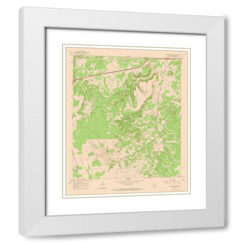 Bear Mountain Texas Quad - USGS 1966 White Modern Wood Framed Art Print with Double Matting by USGS