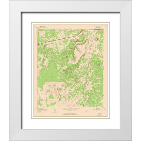 Bear Mountain Texas Quad - USGS 1966 White Modern Wood Framed Art Print with Double Matting by USGS