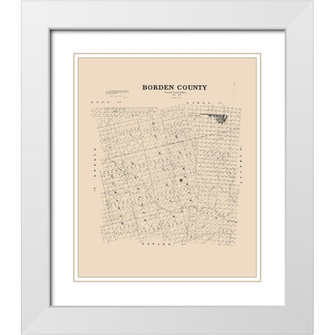 Borden County Texas - 1892 White Modern Wood Framed Art Print with Double Matting by Unknown